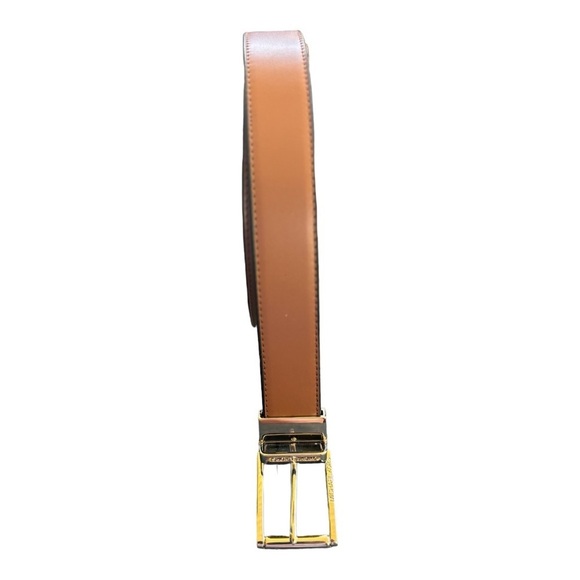 NEW Michael Kors Brown Leather Belt with Gold Buckle Size 34 Medium - Picture 3 of 10